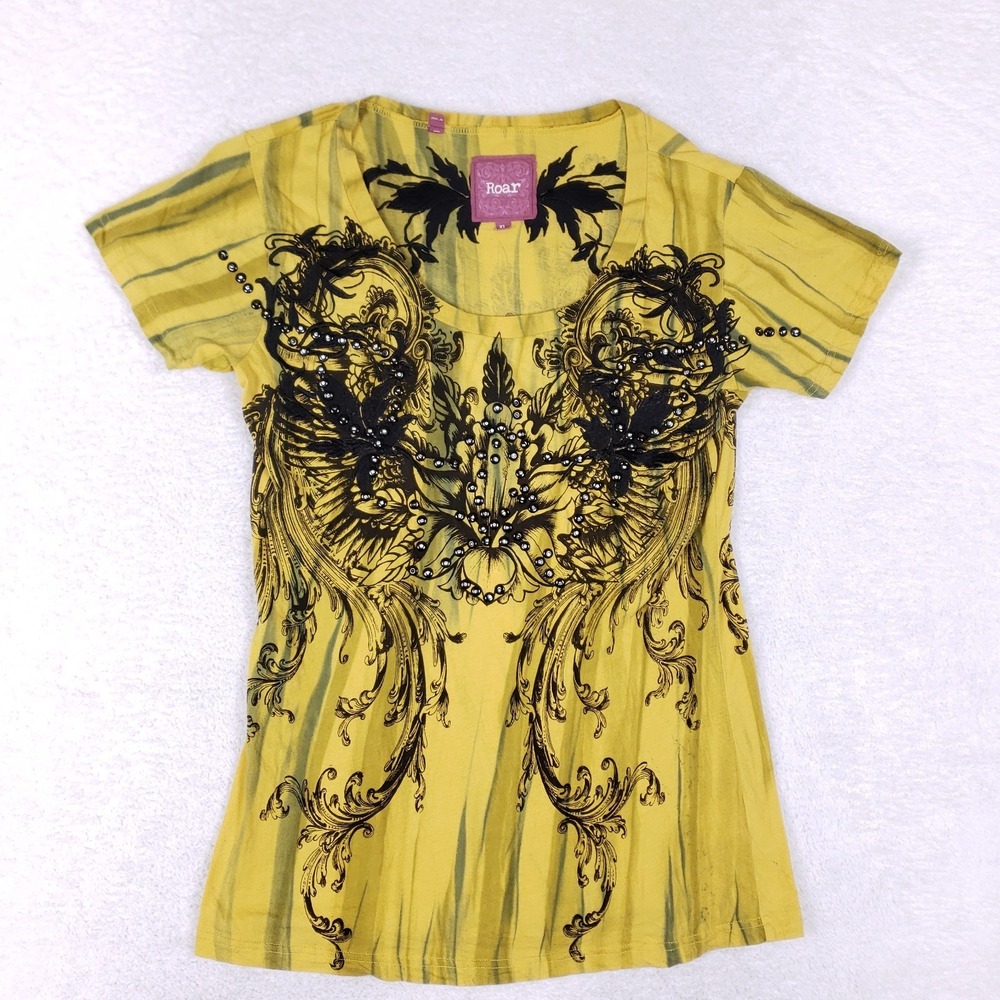 Roar Arlene Scoop Neck Tee‎ XL Yellow